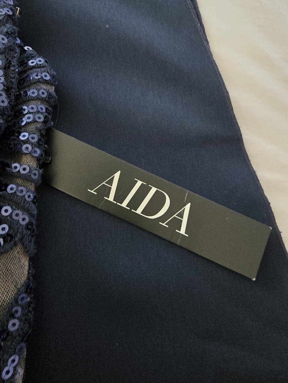 (NWT) Nicole Bakti "Aida" Halterneck Elegant Navy Sequin Racerback Evening Dress - Picture 12 of 14